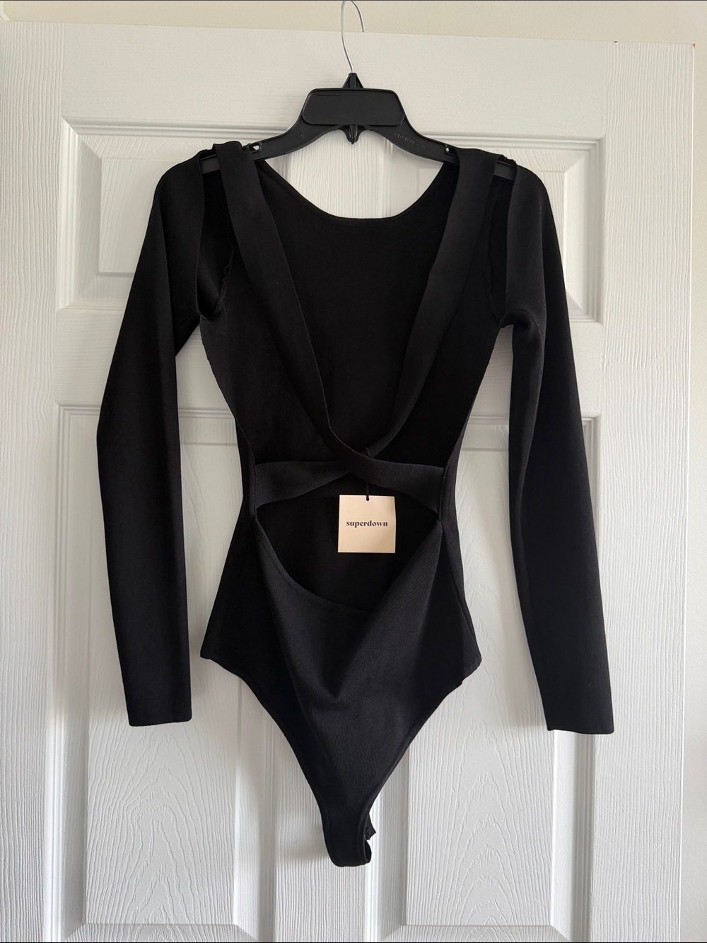 superdown Black Long-Sleeve Cutout Bodysuit